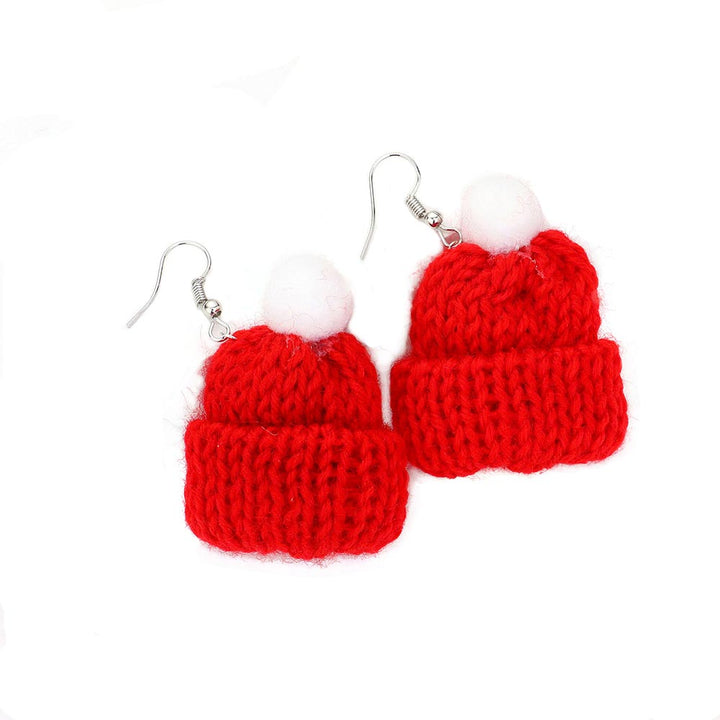 Red Knit Beanie Hat Dangle Earrings, get into the Christmas spirit with these gorgeous handcrafted Beanie Hat earrings, they will dangle on your earlobes & bring a smile to those who look at you. Perfect Gift December Birthdays, Christmas, Stocking Stuffers, Secret Santa, BFF, also nice for festive decorations gifts for your friend's and families.