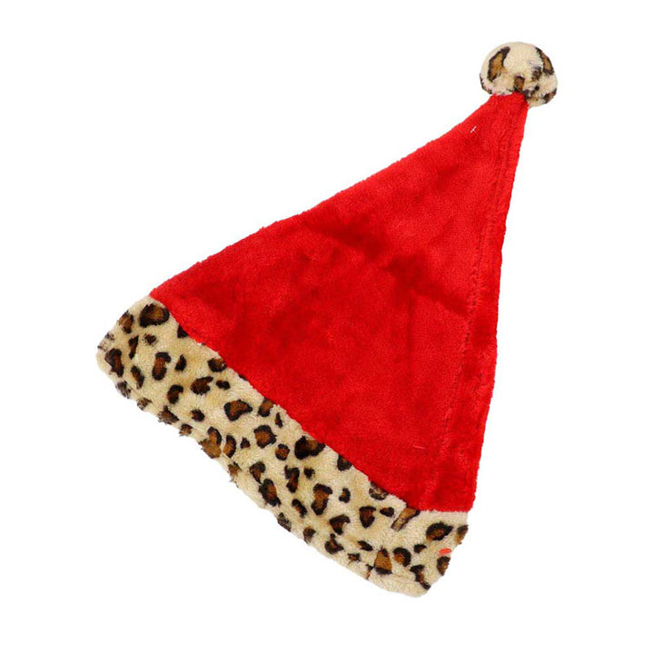 Red Leopard Plush Christmas Santa Hat, before running out the door into the cool air, you’ll want to reach for this toasty santa hat to keep you incredibly warm, these leopard themed  Christmas Santa Hat  hat have the autumnal touch you need to finish your outfit in style. Awesome winter gift accessory! Perfect Gift Birthday, Christmas, Stocking Stuffer, Secret Santa, Holiday, Anniversary, Valentine's Day, Loved One.