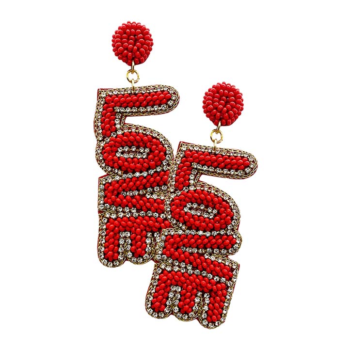 Red Love Felt Back Seed Beaded Message Dangle Earrings, Take your love for accessorizing to a new level of affection with these seed-beaded love message earrings. Wear these lovely earrings to make you stand out from the crowd & show your trendy choice this valentine. The fashion jewelry offers a classy look for a romantic day & night out on the town & makes a thoughtful gift for Valentine's Day. 