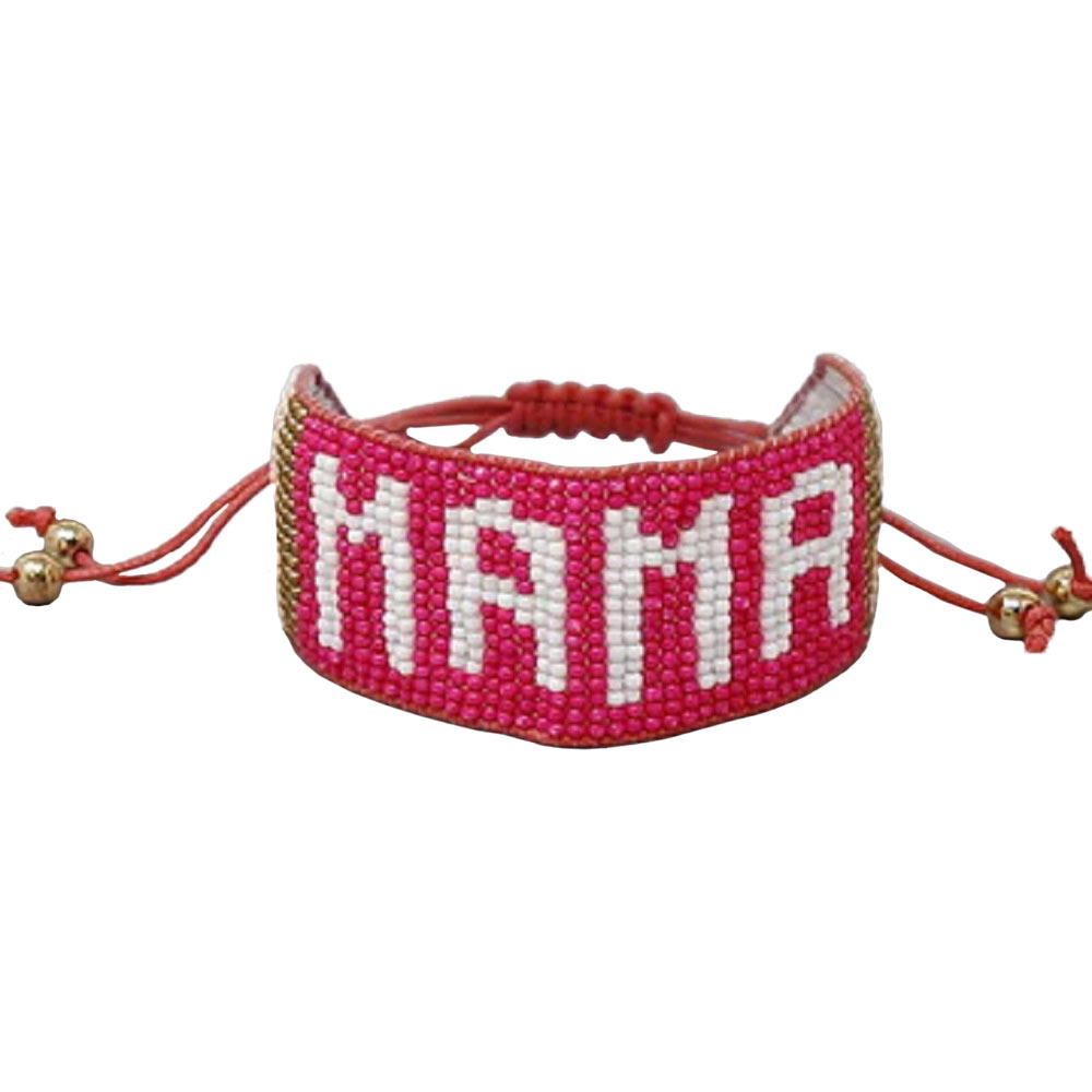 Red Mama Beaded Adjustable Bracelet, Simple sophistication gives a lovely fashionable glow to any outfit style to your mom. Show your love for Mother with this beautiful Seed Beaded Bracelet. An excellent gift for your mom on her birthday, mother's day, anniversary, valentine's day, or any other meaningful occasion.