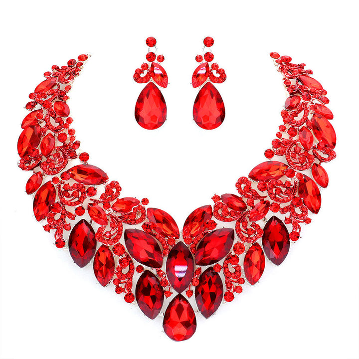 Red Marquise Stone Cluster Accented Evening Necklace Look like the ultimate fashionista with these Earrings! Add something special to your outfit ! It will be your new favourite accessory. Perfect Birthday Gift, Anniversary Gift, Mother's Day Gift, Graduation Gift, Prom Jewellery, Just Because Gift, Thank you Gift