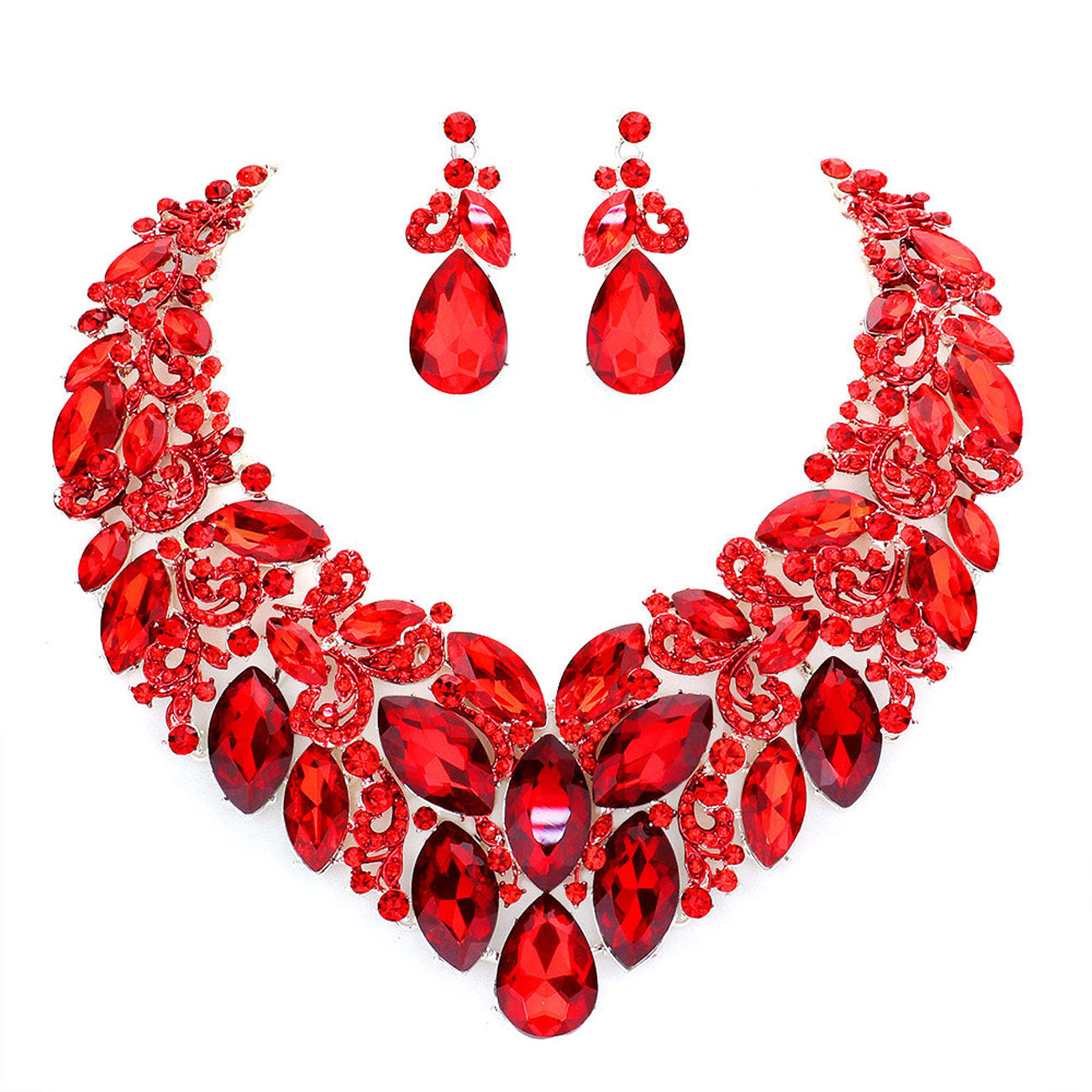 Red Marquise Stone Cluster Accented Evening Necklace Look like the ultimate fashionista with these Earrings! Add something special to your outfit ! It will be your new favourite accessory. Perfect Birthday Gift, Anniversary Gift, Mother's Day Gift, Graduation Gift, Prom Jewellery, Just Because Gift, Thank you Gift