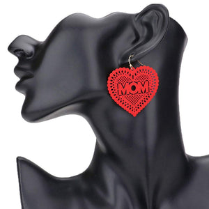 Red Mom Message Colored Brass Metal Heart Dangle Earrings, enhance your attire with these beautiful heart dangle earrings to show off your fun trendsetting style. It can be worn with any daily wear such as shirts, dresses, T-shirts, etc. These mom-message earrings will garner compliments all day long. Whether day or night, on vacation, or on a date, whether you're wearing a dress or a coat, these earrings will make you look more glamorous and beautiful. 