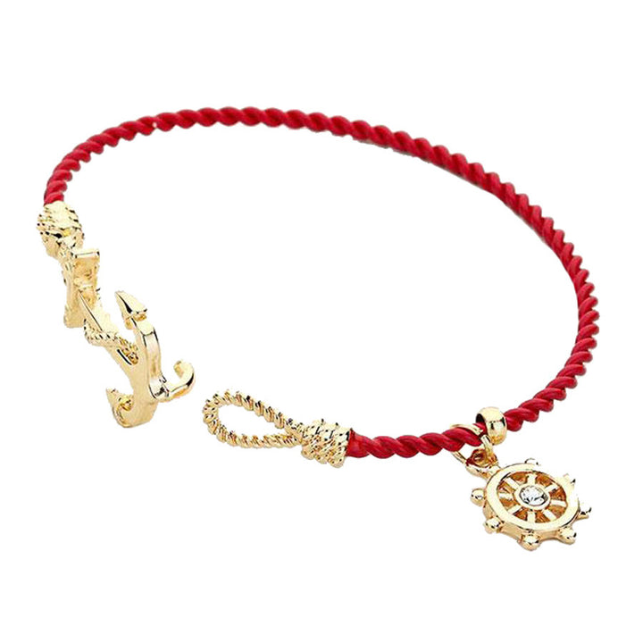 Red Nautical Anchor Helm Charm Hook Bracelet, add a a nautical theme to your outfit with this beautiful anchor bracelet. Hook closure makes it easy to put on, be vacation ready with this cute bracelet. Perfect Birthday Gift, Mother's Day Gift, Anniversary Gift, Vacation Getaway, Thank you Gift, Red Nautical Bracelet