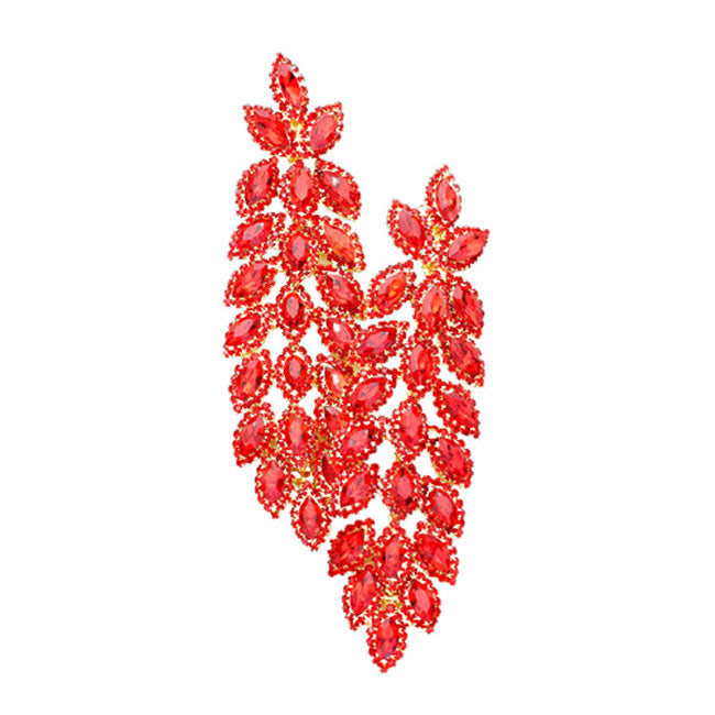 Red Oversized Crystal Rhinestone Marquise Evening Earrings. Get ready with these bright earrings, put on a pop of color to complete your ensemble. Perfect for adding just the right amount of shimmer & shine and a touch of class to special events. Perfect Birthday Gift, Anniversary Gift, Mother's Day Gift, Graduation Gift.