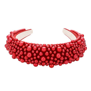Red Pearl Cluster Headband, create a natural & beautiful look while perfectly matching your color with the easy-to-use Cluster Headband. Push your hair back and spice up any plain outfit with this Pearl headband! Perfect for everyday wear, special occasions, and more. Awesome gift idea for your loved one or yourself.