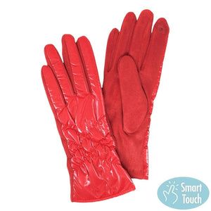 Red Puffer Padded Quilted Shiny Smart Touch Tech Gloves, gives your look so much eye-catching texture w cool design, a cozy feel, fashionable, attractive, cute looking in winter season, these warm accessories allow you to use your phones. Perfect Birthday Gift, Valentine's Day Gift, Anniversary Gift, Just Because Gift