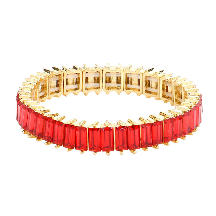 Red Rectangle Stone Stretch Evening Bracelet, This Rectangle Stone Stretch Evening Bracelet adds an extra glow to your outfit. Pair these with tee and jeans and you are good to go. Jewelry that fits your lifestyle! It will be your new favorite go-to accessory. create the mesmerizing look you have been craving for! Can go from the office to after-hours with ease, adds a sophisticated glow to any outfit on a special occasion