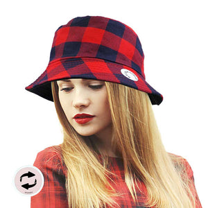 Red Reversible Buffalo Check Patterned Bucket Hat. These beach hat design is more fashionable and individual than other bucket hats, Wide brim helps to cover your face, neck and your ears and is great for protecting you from the scorching sun. suitable for daily outings, beaches, vacations, travel, going out, hiking, camping, boating and other outdoor activities.