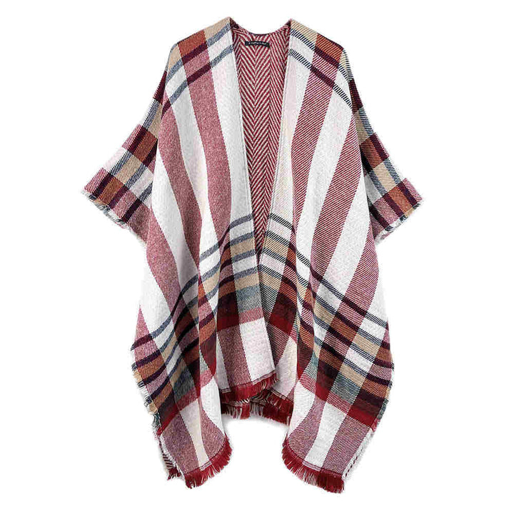 Reversible Plaid Check Patterned Poncho, the perfect accessory, luxurious, trendy, super soft chic capelet, keeps you warm & toasty. You can throw it on over so many pieces elevating any casual outfit! Perfect Gift Birthday, Holiday, Christmas, Anniversary, Wife, Mom, Special Occasion