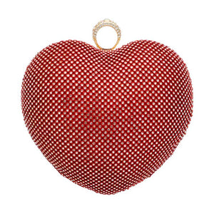 Red Rhinestone Embellished Heart Evening Clutch Crossbody Bag, is the perfect choice to carry on the special occasion with your handy stuff. It is lightweight and easy to carry throughout the whole day. You'll look like the ultimate fashionista while carrying this Heart-themed Rhinestone Crossbody Evening Bag. This stunning Clutch bag is perfect for weddings, parties, evenings, cocktail parties, wedding showers, receptions, proms, etc.