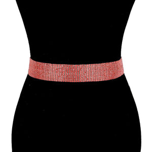 Red Crystal Accented Rhinestone Embellished Belt Glamorous Rhinestone Belt, luminous crystals add luxurious shine to this eye-catching rhinestone belt, dare to dazzle with this radiant accessory, coordinates with any ensemble, ideal for Bride, Wedding, Prom, Sweet 16, Quinceanera, Graduation, Party, Cocktail. Perfect Gift.