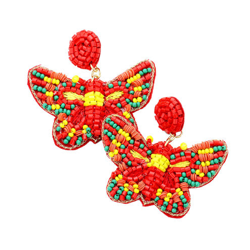 Red Handcrafted Butterfly Earrings, jewelry that fits your lifestyle adding a pop of pretty color. Enhance your attire with this vibrant beautiful modish butterfly dangle earrings. Perfect Birthday Gift, Mother's Day Gift, Anniversary Gift, Thank you Gift, Red Butterfly Stud Earrings, handmade butterfly earrings