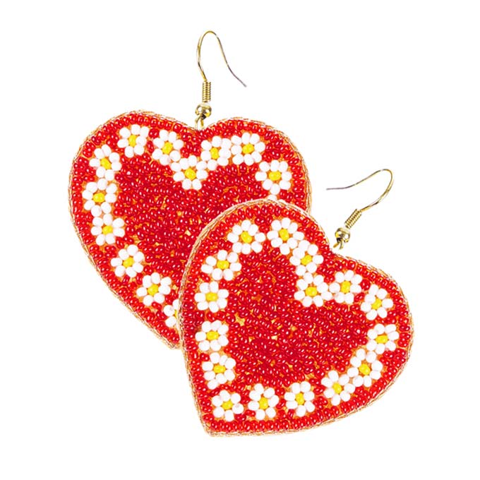 Pink Seed Beaded Heart Dangle Earrings, Wear these gorgeous earrings to make you stand out from the crowd & show your trendy choice. The beautifully crafted design adds a gorgeous glow to any outfit. Put on a pop of color to complete your ensemble in perfect style. Perfect for adding just the right amount of shimmer & shine. Perfect for Birthday Gifts, Anniversary gifts, Mother's Day Gifts, Graduation gifts, and Valentine's Day gifts. Stay unique & beautiful!