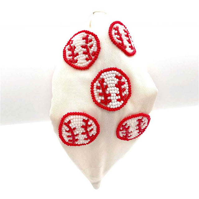 Red Seed Beaded Softball Burnout Knot Headband. These seed beads headbands will make you feel extra glamorous. Push back your hair with this headband, and spice up any plain outfit! Be ready to receive compliments. Be the ultimate trendsetter wearing this chic headband with all your stylish outfits!