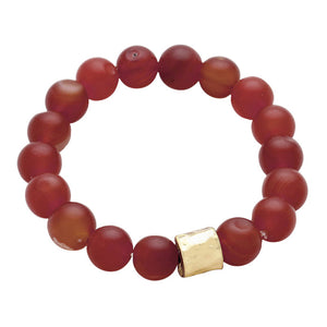 Red Semi precious stone beaded stretch bracelet, Look like the ultimate fashionista with these stretch bracelet! this stunning stone beaded bracelet can light up any outfit, and make you feel absolutely flawless. Fabulous fashion and sleek style adds a pop of pretty color to your attire, coordinate with any ensemble from business casual to everyday wear.