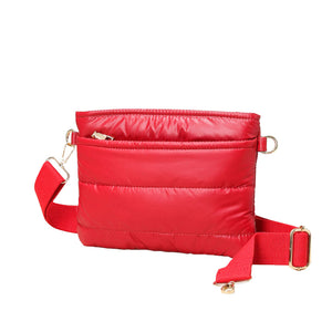 Red Solid Puffer Crossbody Bag, Complete the look of any outfit on all occasions with this Solid Puffer Crossbody Bag. Beautiful color variations make this bag fit for any outfit at any place. It offers enough room for your essentials. With a One Inside Zipper Pocket, and a secured Chain Closure at the top. This bag will be your new go-to! Casual, & easy style, can be used for Work, School, Excursions, Going out, Shopping, Parties, etc. Stay trendy!
