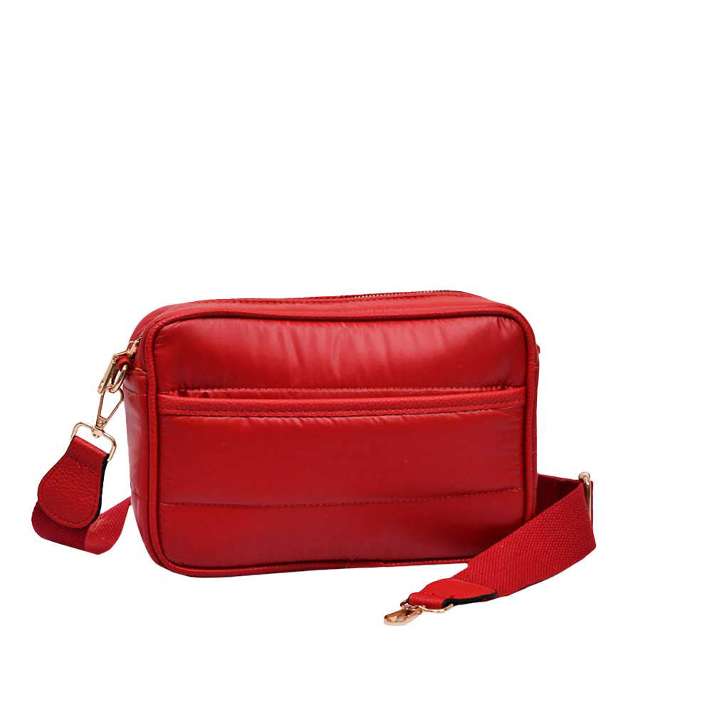 Red Solid Rectangle Puffer Crossbody Bag, Complete the look of any outfit on all occasions with this Puffer Crossbody Bag. This Puffer bag offers enough room for your essentials. Featuring a one-front slip Pocket, two inside slip Pockets, and a Zipper closure at the top, this bag will be your new go-to! The zipper closure design ensures the safety of your property. These beautiful and trendy Crossbodies have adjustable and detachable hand straps that make your life more comfortable.