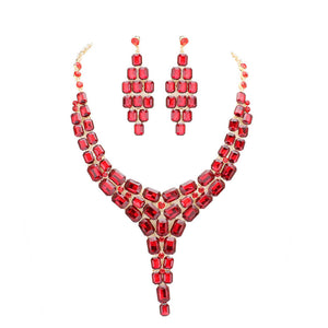 Red Special Occasion Crystal Statement Drop Evening Necklace. Beautifully crafted design adds a gorgeous glow to any outfit. Jewelry that fits your lifestyle! Perfect Birthday Gift, Anniversary Gift, Mother's Day Gift, Anniversary Gift, Graduation Gift, Prom Jewelry, Just Because Gift, Thank you Gift.