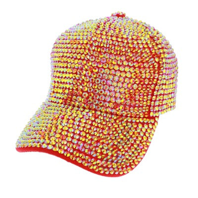 Red Rhinestone Embellished Glitter Stone Shimmer Baseball Cap, comfy cap great for a bad hair day, pull your ponytail thru the back opening, Keep your hair away from face while exercising, running, playing sports or just taking a walk. Perfect Birthday Gift, Mother's Day Gift, Anniversary Gift, Thank you Gift, Graduation