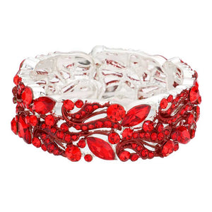 Red Stone Embellished Stretch Evening Bracelet, Get ready with this stone embellished stretch bracelets, Beautifully crafted design adds a gorgeous glow to any outfit. Eye-catching sparkle, sophisticated look you have been craving for! Adds a pop of pretty color to your attire, Jewelry that fits your lifestyle! Awesome gift for birthday, Anniversary, Valentine’s Day or any special occasion.