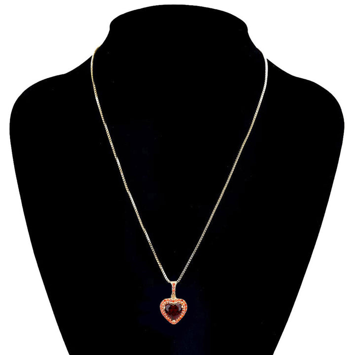 Red Stylish CZ Heart Pendant Necklace, Get ready with these Heart Pendant Necklace, put on a pop of color to complete your ensemble. Perfect for adding just the right amount of shimmer & shine and a touch of class to special events. Perfect Birthday Gift, Anniversary Gift, Mother's Day Gift, Graduation Gift.