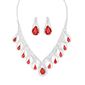 Red Teardrop Crystal Rhinestone Collar Necklace, Detailed Crystal Collar Necklace, will sparkle all night long making you shine out like a diamond. Perfect for adding just the right amount of shimmer & shine and a touch of class to special events. perfect for a night out on the town or a black tie party, awesome Gift idea for Birthday, Anniversary, Prom, Mother's Day Gift, Sweet 16, Wedding.
