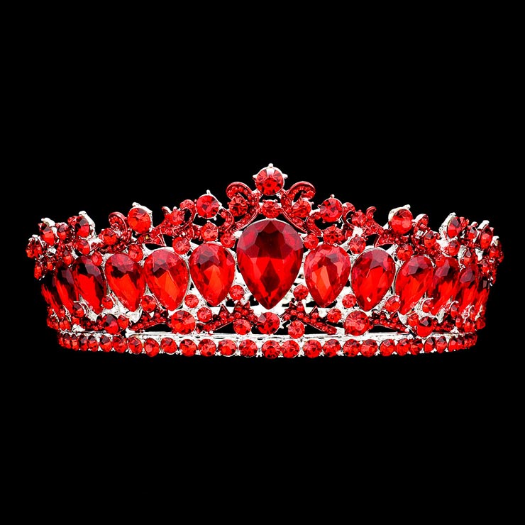 Red Teardrop Stone Accented Crown Tiara, Add a magical touch to any women on her big day by wearing this sparkling tiara. She will be instantly transformed into a fairytale princess. A stunning teardrop stone tiara that can be a perfect bridal headpiece. Makes you more eye-catching in the crowd. This hair accessory is really beautiful, pretty, and lightweight. Show your royalty with this teardrop princess tiara.