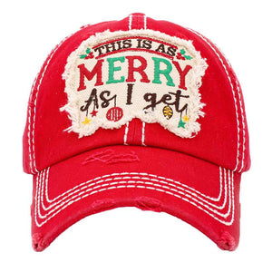 Red This Is As Merry As I Get Vintage Baseball Cap, embrace the Christmas spirit with these fun cool vintage festive Baseball Cap. it is an adorable baseball cap that has a vintage look, giving it that lovely appearance. Adjustable snapback closure tab with a mesh back and a pre-curved bill. No matter where you go on the beach or summer and Fall party it will keep you cool and comfortable. Suitable this baseball cap during all your outdoor activities like sports and camping!