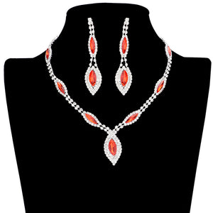 Red Trendy Marquise Stone Accented Rhinestone Necklace, get ready with this rhinestone necklace to receive the best compliments on any special occasion. Put on a pop of color to complete your ensemble and make you stand out on special occasions. Awesome gift for anniversaries, Valentine’s Day, or any special occasion.