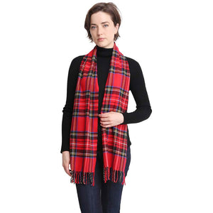 Red Trendy Plaid Check Patterned Oblong Scarf, accent your look with this soft oblong scarf to receive compliments. It's beautifully designed with Plaid Check which makes your beauty more enriched. Highly versatile scarf and great for daily wear in the cold winter to protect you against the chill. A great wardrobe staple.