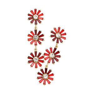 Red Triple Flower Link Dangle Evening Earrings, are beautifully decorated to dangle on your earlobes on special occasions for making you stand out from the crowd. Wear these flower evening earrings to show your unique yet attractive & beautiful choice. Coordinate these flower & leaf-themed evening earrings with any special outfit to draw everyone's attention. Perfect jewelry gift to expand a woman's fashion wardrobe with a modern, on-trend style.