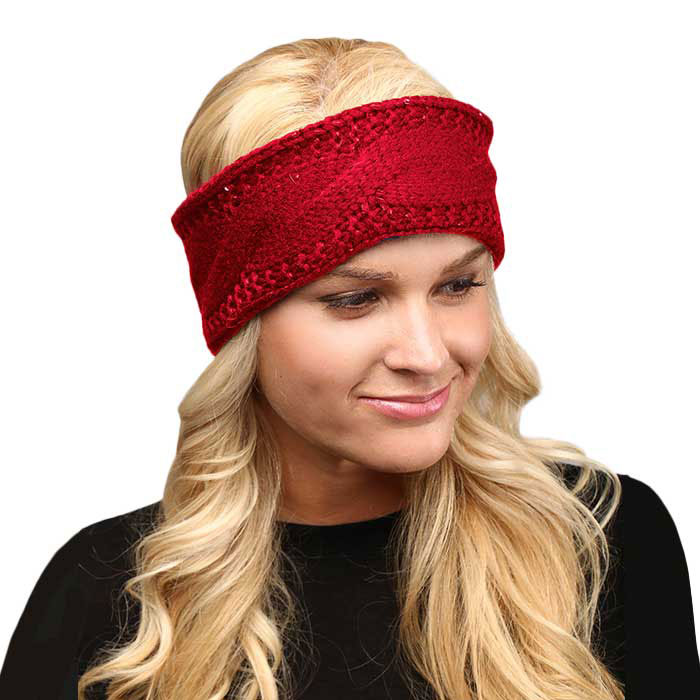 Red Twisted Tiny Sequin Soft Knit Headband, Weather you're having a bad hair day, want to wear a pony tail, or have gorgeous cascading curls. This head warmer tops off your style with the perfect touch, knotted headband creates a cozy, trendy look, both comfy and fashionable with a pop of color. Perfect for ice-skating, skiing, camping, or any cold activities. This Head Warmer makes a perfect gift for your loved ones!