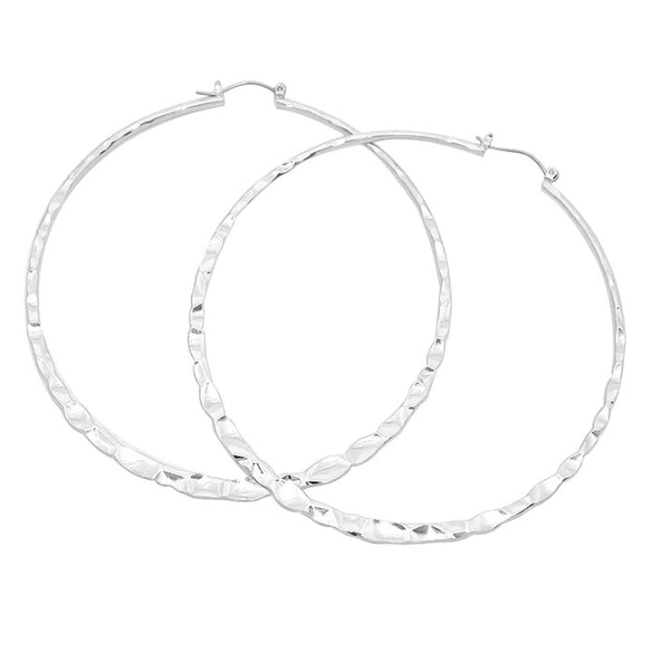 Rhodium 3.25 Inch 14 K Gold Filled Metal Hoop Pin Catch Earrings. Spring is right around the corner, get ready with these Dangle Pin Catch earrings, add a pop of color to your ensemble. Perfect Birthday Gift, Anniversary Gift, Loved One Gift, Mother's Day Gift, Anniversary Gift, Graduation Gift for the women in your life.