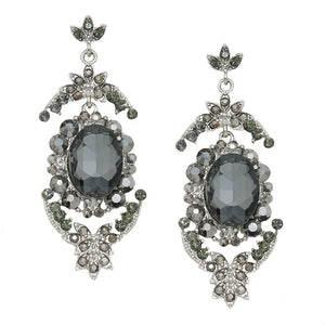 Rhodium Black Diamond Oval bubble crystal rhinestone evening earrings. Get ready with these bright earrings, put on a pop of color to complete your ensemble. Perfect for adding just the right amount of shimmer & shine and a touch of class to special events. Perfect Birthday Gift, Anniversary Gift, Mother's Day Gift, Graduation Gift.