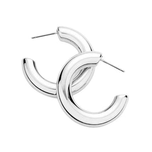 Rhodium Bold Metal Half Hoop Earrings. Spring is right around the corner, get ready with these hoop earrings, add a pop of color to your ensemble. Beautifully crafted design adds a gorgeous glow to any outfit. Jewelry that fits your lifestyle! They are great for everyday, a night on the town, weddings, wedding guests, bridal showers, bachelorettes, mom, birthday gifts, Christmas gift and more! the perfect statement for any occasion or outfit! 