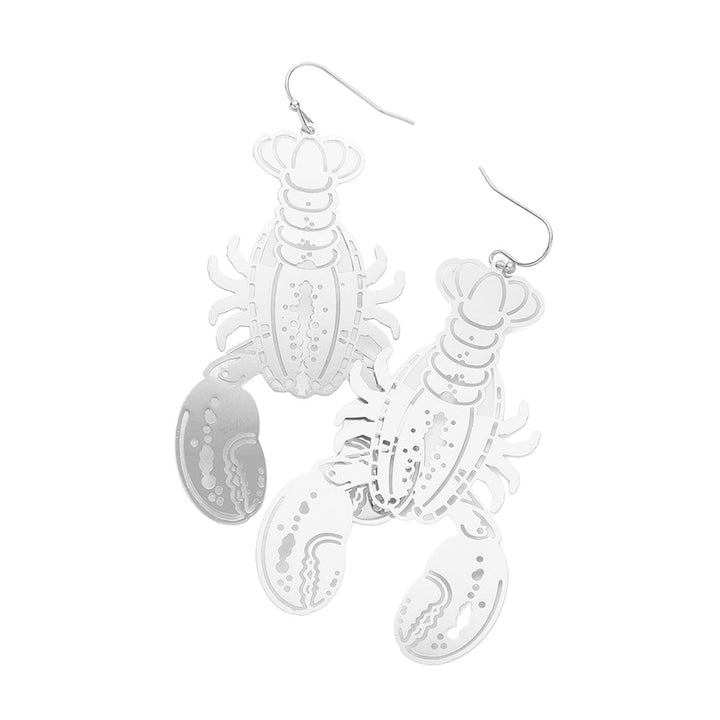 Rhodium Brass Metal Cut Out Lobster Dangle Earrings, are nicely designed to show your unique & beautiful outlook with these brass metal cutout lobster dangle earrings. Bring a little of the ocean to your daily look. Feel carefree as on vacation. Sea Life, earrings goes perfectly with a t-shirt, dress, or work clothes.Sea Life lobster-themed earring rock every party you attend.