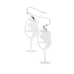 Rhodium Brass Metal Grape Champagne Dangle Earrings, are beautiful and fun handcrafted jewelry that fits your lifestyle everywhere. Adds a pop of pretty color to your attire. These fruits-themed Grape Champagne earrings will be the highlight of any outfit and add a touch of whimsy to your costume jewelry collection! Enhance your attire with these vibrant artisanal earrings to show off your fun trendsetting style.