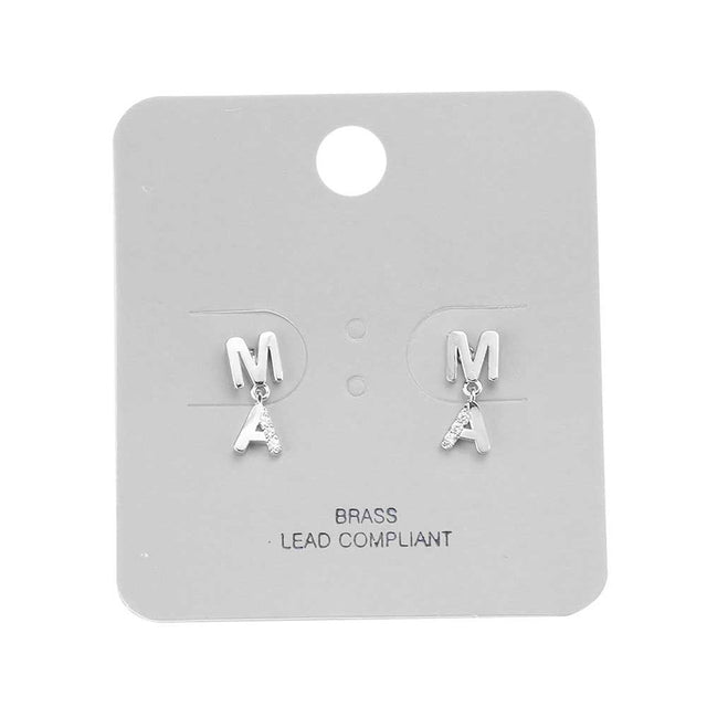 Rhodium Brass Metal Rhinestone Embellished MAMA Stud Dangle Earrings. Make your mom feel special with this gorgeous Bracelet gift! Her heart will swell with joy! Designed to add a gorgeous stylish glow to any outfit. Show mom how much she is appreciated & loved. The elegance of these dangle earrings goes unmatched, great for wearing at a party! Perfect jewelry to enhance your look. Awesome gift for birthday, Anniversary or any special occasion or any special occasion