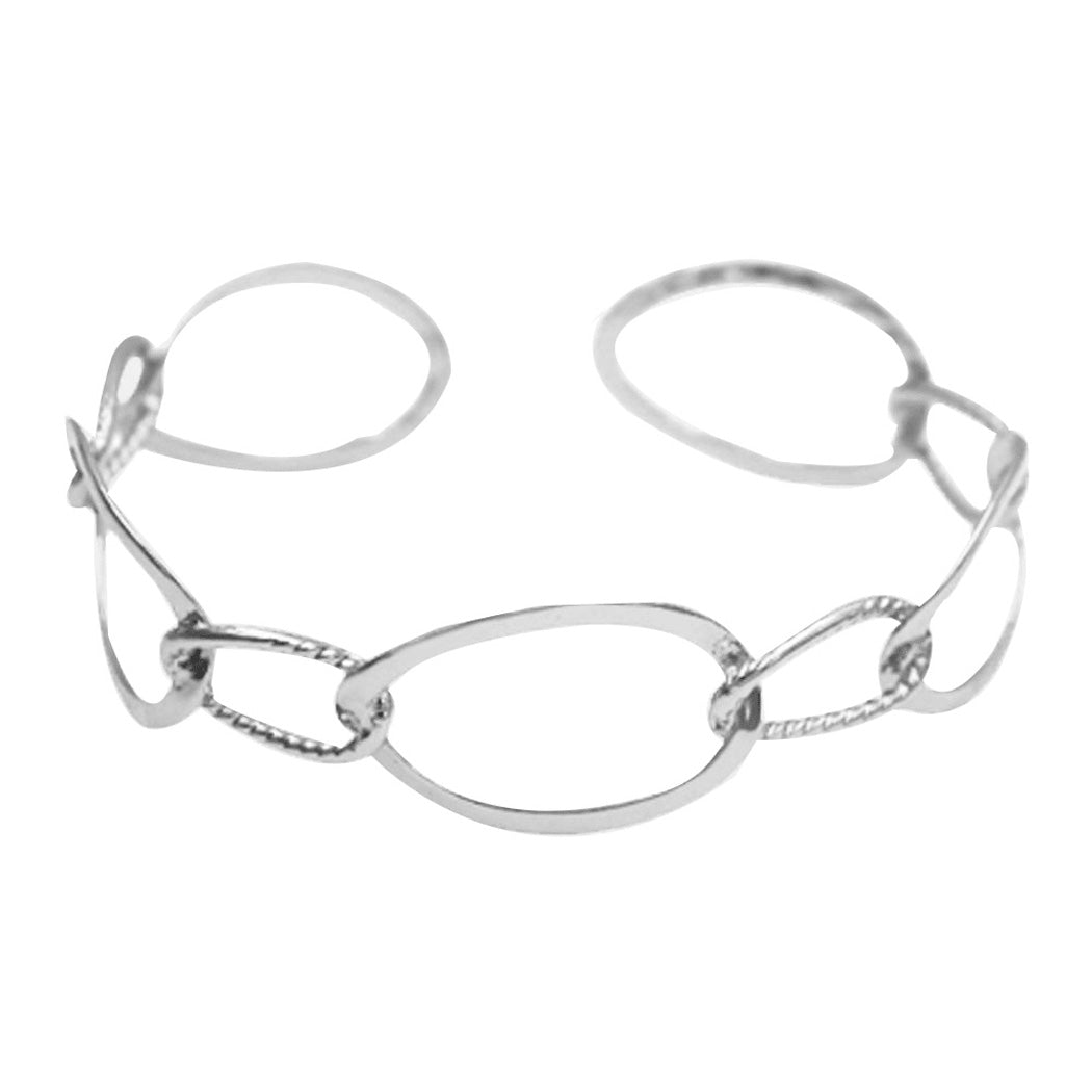 Rhodium Brass Open Metal Link Cuff Bracelet, Look like the ultimate fashionista with these Bracelets! Add something special to your outfit this Valentine! Special It will be your new favorite accessory. Perfect Birthday Gift, Mother's Day Gift, Anniversary Gift, Graduation Gift, Valentine's Day Gift, Thank you Gift.