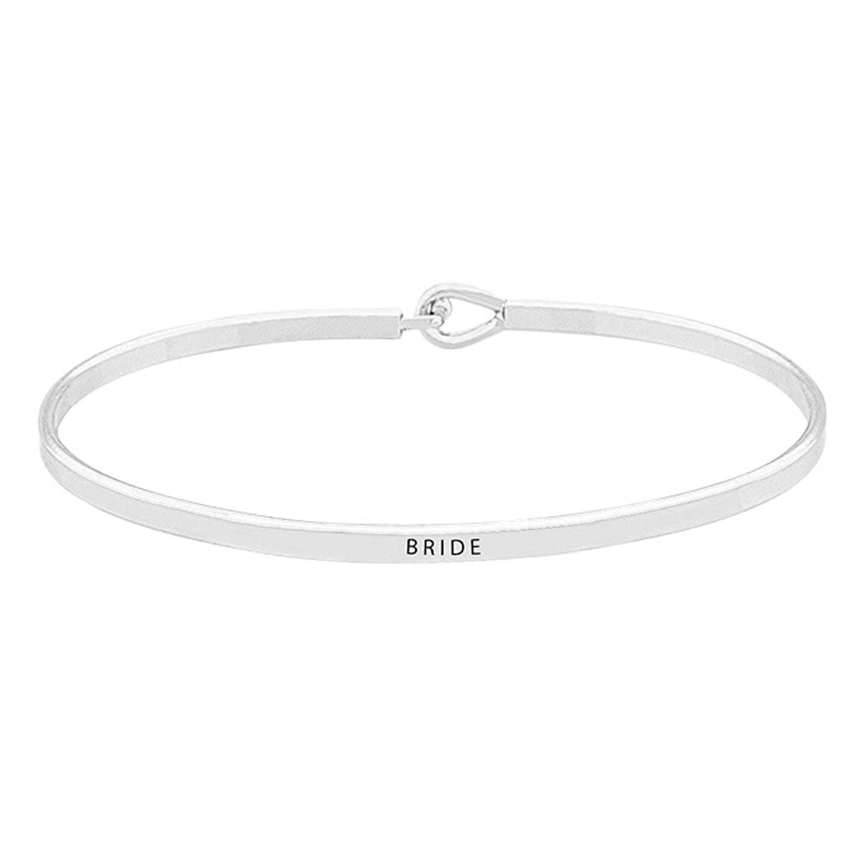 Rhodium Bride Thin Metal Hook Bracelet, is an awesome gift idea for the bride to make her surprised with this beautiful message Bracelet. Perfect choice for the wedding, reception, anniversary, thank you, special occasion, bachelorette Party and wedding shower, etc. to have a unique and beautiful look with the wedding or special outfit. 