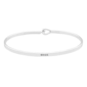 Rhodium Bride Thin Metal Hook Bracelet, is an awesome gift idea for the bride to make her surprised with this beautiful message Bracelet. Perfect choice for the wedding, reception, anniversary, thank you, special occasion, bachelorette Party and wedding shower, etc. to have a unique and beautiful look with the wedding or special outfit. 