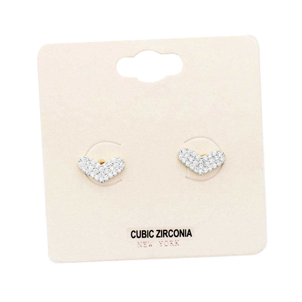 Gold CZ Cubic Zirconia Heart Stud Earrings, put on a pop of color to complete your ensemble. Beautifully crafted design adds a gorgeous glow to any outfit. Perfect for adding just the right amount of shimmer & shine. Perfect for Birthday Gift, Anniversary Gift, Mother's Day Gift, Graduation Gift, Valentine's Day Gift.