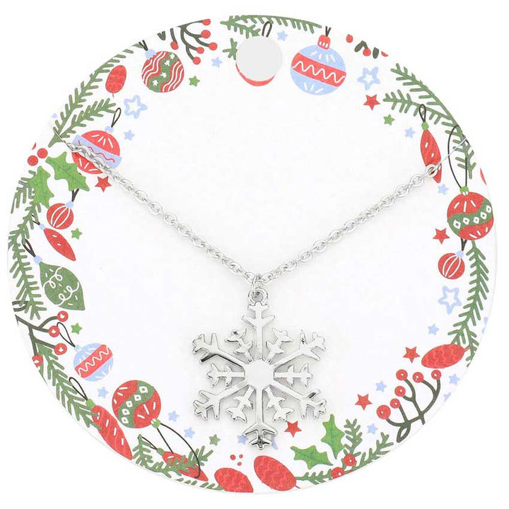 Rhodium Christmas Metal Snowflake Pendant Necklace, Beautiful snowflake pendant, get ready with these Pendant Necklace. Love token of your appreciation, this snowflake necklaces matches your Christmas outfit. It symbolizes that people can live happily and peacefully, just like snowflakes. This stylish necklace; It is a perfect option for special occasions as a birthday gift, Valentine's Day gift or as a gift to mothers.