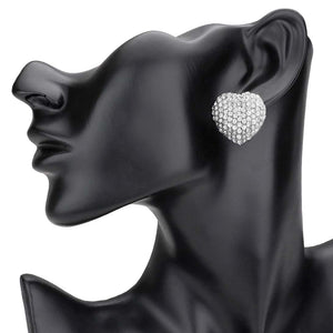 Rhodium Crystal Embellished Heart Stud Earrings, Accent your attire with these beautiful heart stud earrings. Wear these gorgeous crystal embellished earrings to make you stand out from the crowd & show your trendy choice. Boasting a romantic palette and silhouette. This pretty pair of heart stud earrings instantly elevates everything from playful motifs to sleek separates.