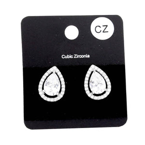 Rhodium Cubic Zirconia Teardrop Stud Earrings, are beautifully crafted earrings that dangle on your earlobes with a perfect glow to make you stand out and show your unique and beautiful look everywhere on special occasions. Put on a pop of color to complete your special day ensemble in an attractive way.