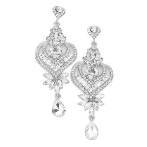 Rhodium Glass Crystal Heart Teardrop Evening Earrings. Look like the ultimate fashionista with these Earrings! Add something special to your outfit ! special It will be your new favorite accessory. Perfect Birthday Gift, Anniversary Gift, Mother's Day Gift, Graduation Gift, Prom Jewelry, Just Because Gift, Thank you Gift.