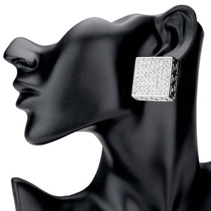 Rhodium Greek Pattern Detailed Rhinestone Embellished Square Earring. Beautifully crafted design adds a gorgeous glow to any outfit. Jewelry that fits your lifestyle! This Square Earring for women are perfect for any occasion. Perfect Birthday Gift, Anniversary Gift, Mother's Day Gift, Anniversary Gift, Graduation Gift, Prom Jewelry, Just Because Gift, Thank you Gift.