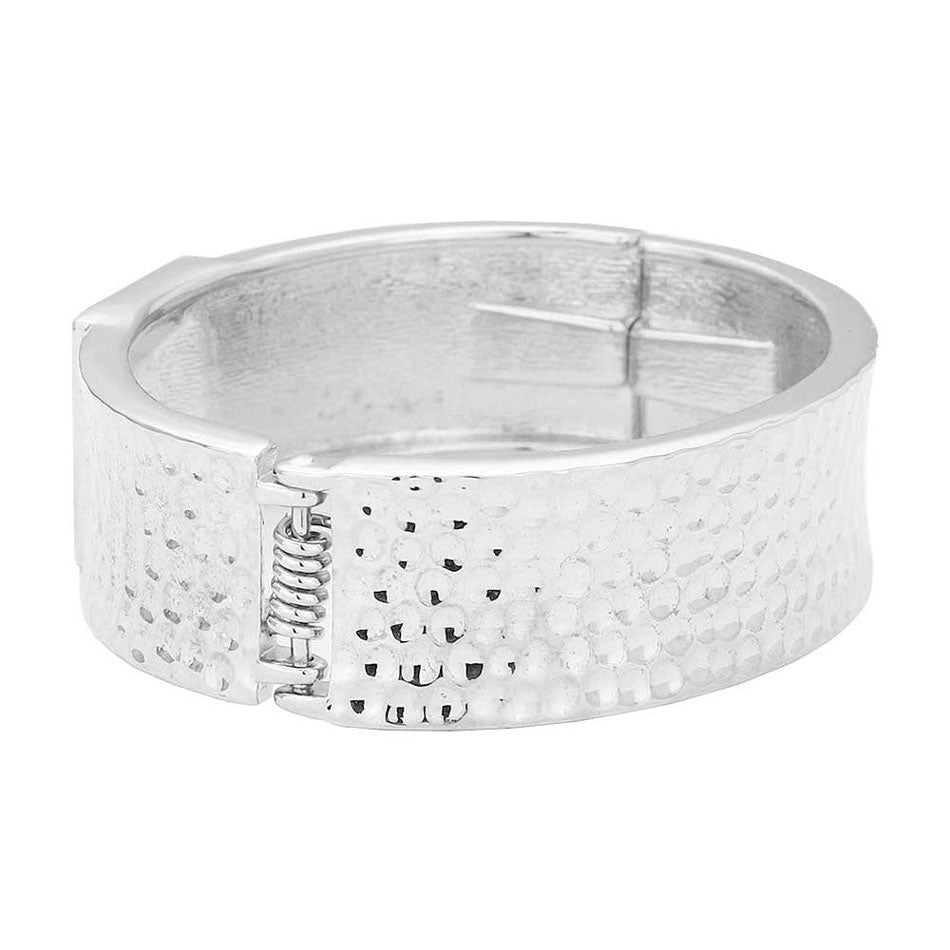 Rhodium Hammered Metal Bangle Bracelet, these bangle bracelets can light up any outfit, and make you feel absolutely flawless. Fabulous fashion and sleek style adds a pop of pretty color to your attire, coordinate with any ensemble from business casual to wear. Goes with any of your casual outfits and Adds something extra special. Great gift idea for Birthday, Prom, Mothers day, Anniversary or any other occasion.