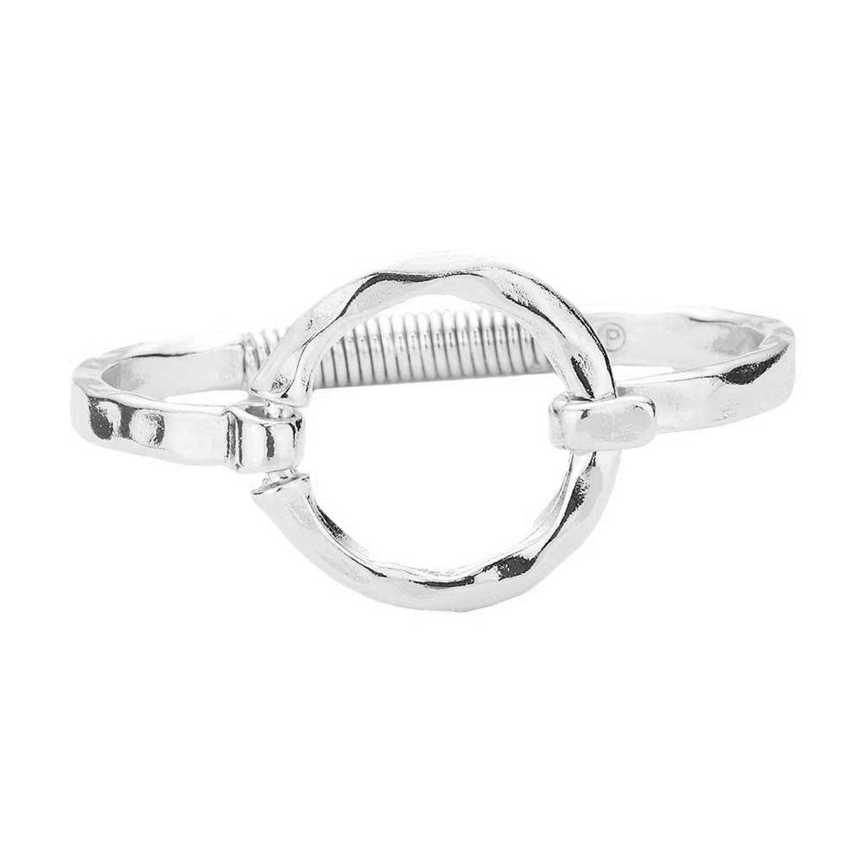 Rhodium Hammered Open Metal Circle Hook Bracelet. These metal circle hook bracelets are easy to put on, take off and so comfortable for daily wear. Pair these with tee and jeans and you are good to go. . Perfect Birthday gift, friendship day, Mother's Day, Graduation Gift or any other Special occasion.